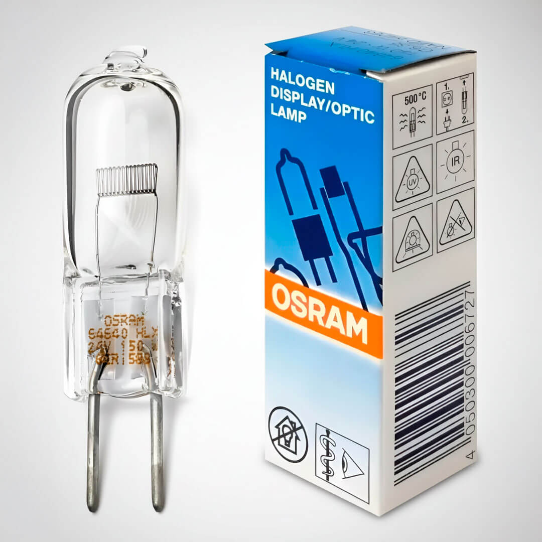 Lâmpada Bi Pino OSRAM 64640 24V 150W Base G6 35 HLX 50H (FOCO CIRÚRGICO LUX)